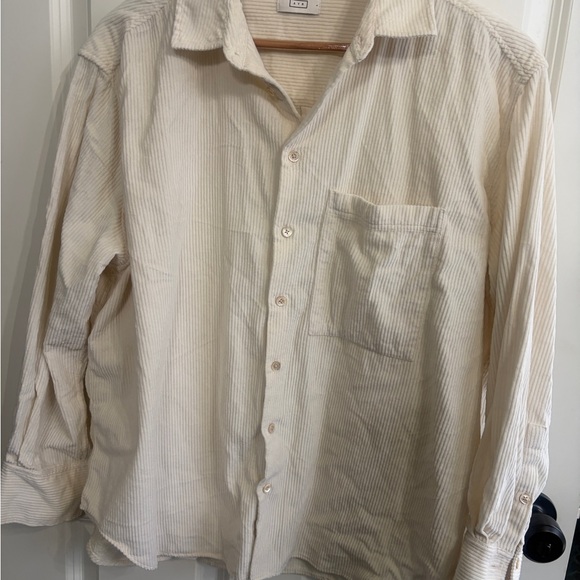 AYR size L ivory Deep End Cordoroy shirt. Super soft. Layer with texture. - Picture 6 of 10